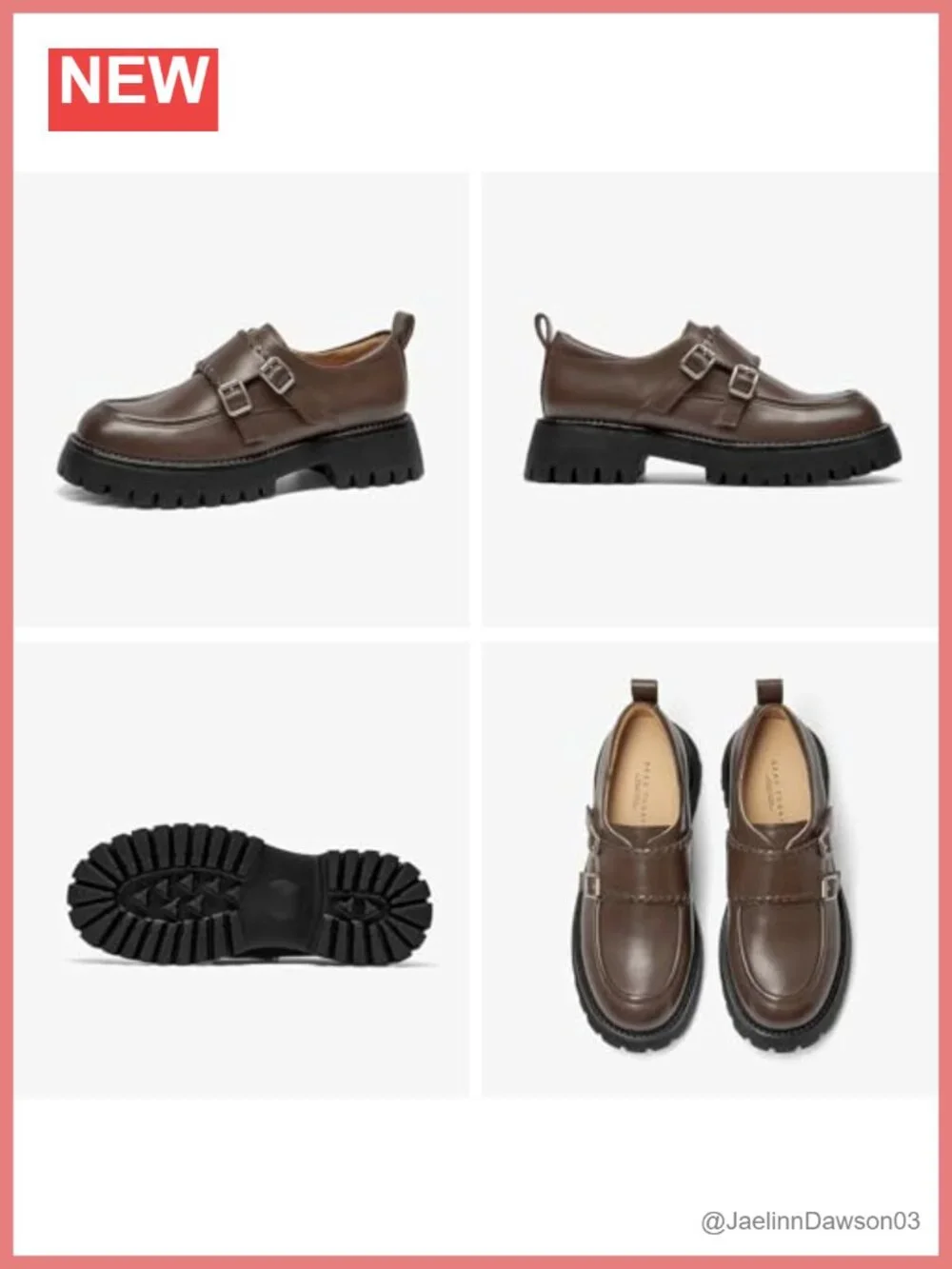 Genuine Leather Platform Monk Strap Loafers Woven Women's Shoes